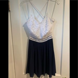 Navy and white dress